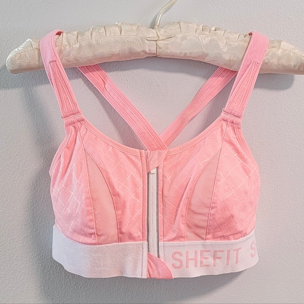 NWOT Medium Shefit Pink High Impact Padded Sports Athletic Performance Bra Gym